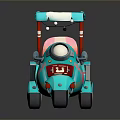 Turquoise Tricycle With Pink Seat Headlight Canopy And Small Cargo Basket