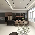 Modern Elegant Open Plan Living And Dining Room With Wooden Accent Walls And Panoramic View