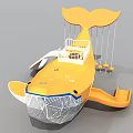 Fun Whale Shaped Yellow Playground Equipment With Slide Swings And Netted Front