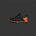 Dark Blue Lace Up Sneakers with Orange Soles and Sporty Casual Design