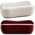 Beige And Red Modern Leisure Chairs With Smooth Upholstery And Ergonomic Shape
