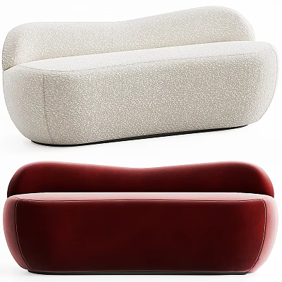 Beige And Red Modern Leisure Chairs With Smooth Upholstery And Ergonomic Shape 3d model
