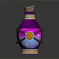 Pink Decorative Bottle With Cork Stopper Leather Straps Golden Circular Accent And Colorful Base Patterns