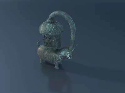 Bronze Ox Shaped Sculpture With Curved Tube And Intricate Hollow Design 3d model