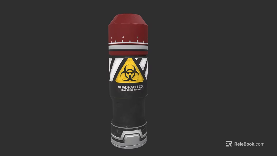 Biohazard Weapon With Red Top Yellow Symbol And Silver Base Design 3d model 