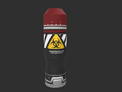 Biohazard Weapon With Red Top Yellow Symbol And Silver Base Design 3d model