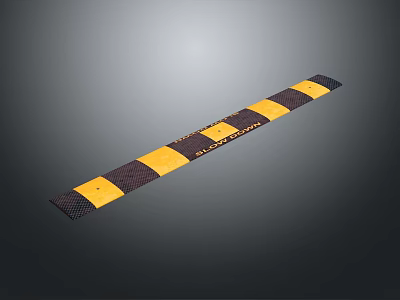 Yellow And Black Striped Speed Bump For Traffic Safety On Roads 3d model
