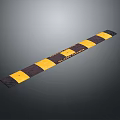 Yellow And Black Striped Speed Bump For Traffic Safety On Roads