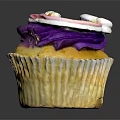 Delicious Cupcake With Purple Frosting And Rainbow Decoration On Black Background