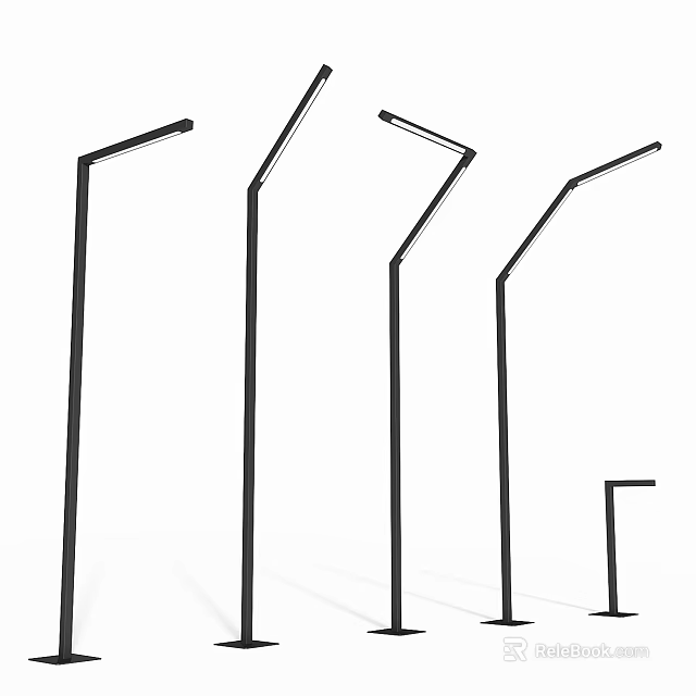 Modern Outdoor Lights With Slim Poles And Various Design Styles For Exterior Use 3d model 