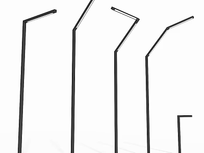 Modern Outdoor Lights With Slim Poles And Various Design Styles For Exterior Use 3d model