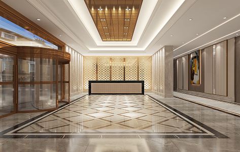 Modern foyer hotel foyer 3d model