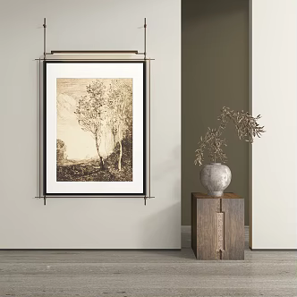 New Chinese abstract landscape retro oil painting 3d model