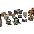 Various Miniature House Models With Different Roof Styles And Colorful Exteriors