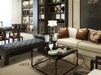 Sofa coffee table combination 3d model