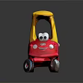 Red Electric Toy Car With Yellow Roof Cartoon Face And Big Eyes For Kids