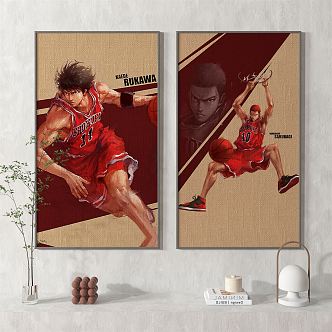 modern figure painting basketball decorative painting 3d model