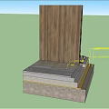 Building Wall Component Featuring Wooden Panel Layered Concrete Base Insulation And Waterproof Layers 3d model