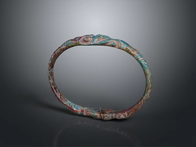 Intricate Circular Sculpture With Colorful Patterns And Detailed Carving Art 3d model