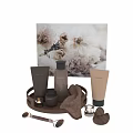 Innisfree Daily Cleansing Products Arranged On Wooden Tray With Soft Towel And Floral Artwork