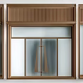 Modern Entrance Door Design With Wooden Frame Glass Panel And Vertical Strips