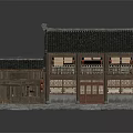 Ancient Chinese Architecture With Two Story Tile Roof Red Lanterns Wooden Doors And Windows