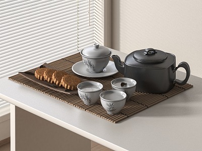 Zen tea set combination 3d model