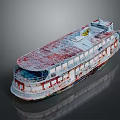 Old Steamboat With Weathered Red And White Exterior And Multiple Decks
