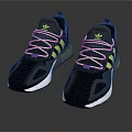 Adidas Modern Sporty Sneakers With Dark Upper Yellow Green Stripes White Laces And White Sole