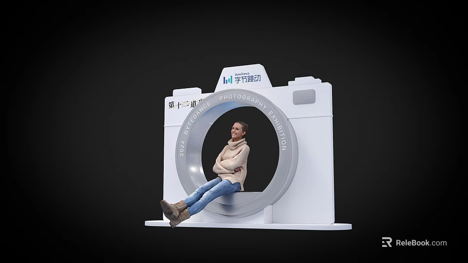 Camera Shaped Photo Check In Spot with White Structure at Suning 11th Instant Fashion 3d model 