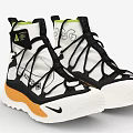 Nike High Top Shoes With White Black Orange Design And Unique Laces Thick Sole