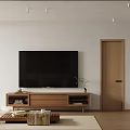 Modern Living Room With Beige Sofa Yellow Brown Cushions Wooden Coffee Table And Large Windows