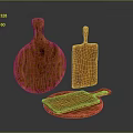 Wooden Cutting Boards with Various Shapes for Food Preparation in Kitchen