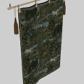 Elegant Bed Canopy With Natural Tree River And Horse Pattern And Tassel Decor