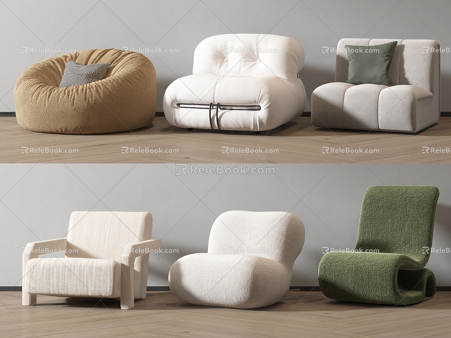 Cream wind single sofa leisure chair 3d model