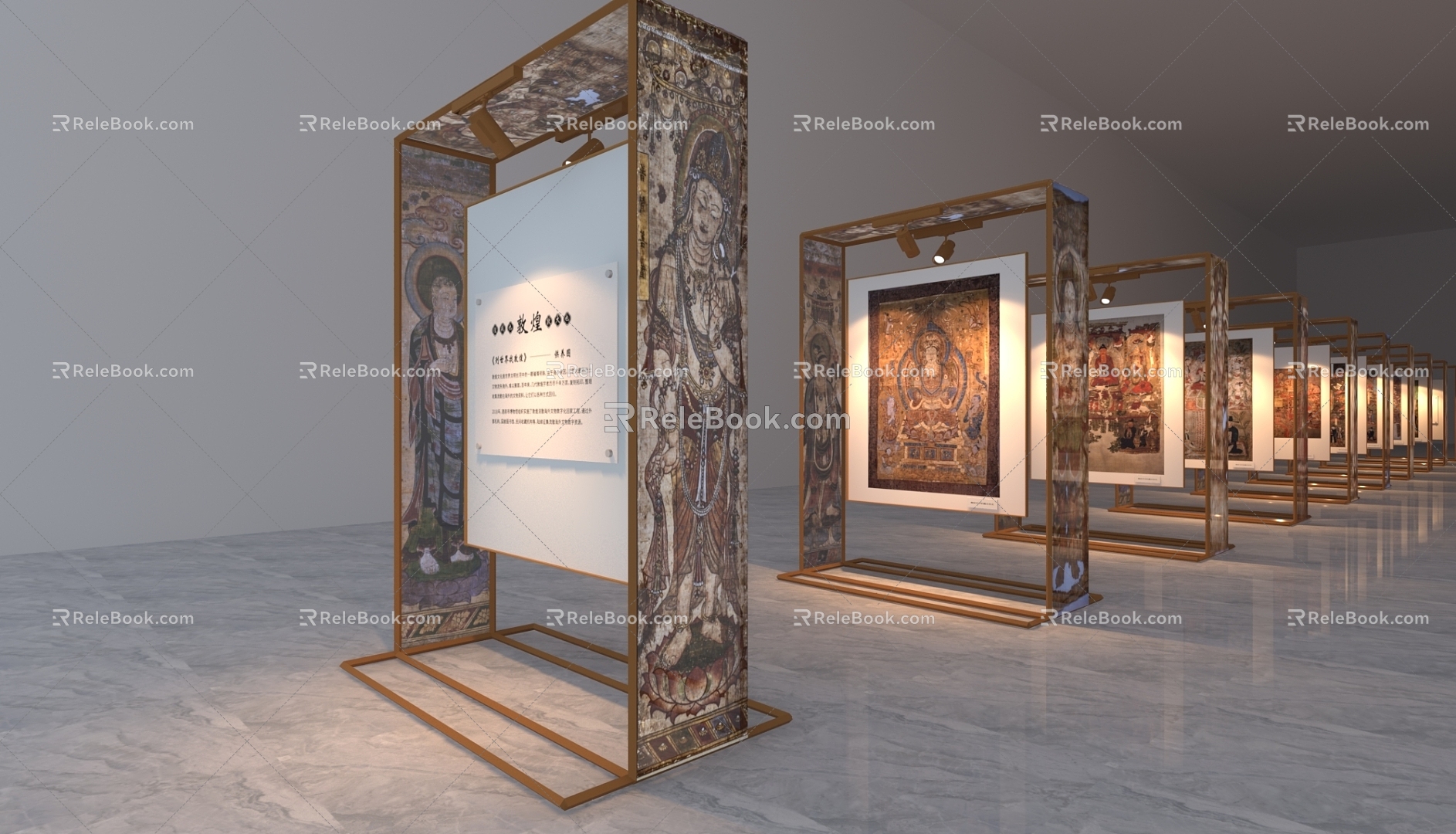 Dunhuang Painting Exhibition Frame Display Cabinet Dunhuang Feitian Decorative Painting 3d model