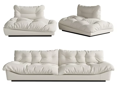 Modern Two Seater Sofa With Plush White Cushions And Sleek Design 3d model