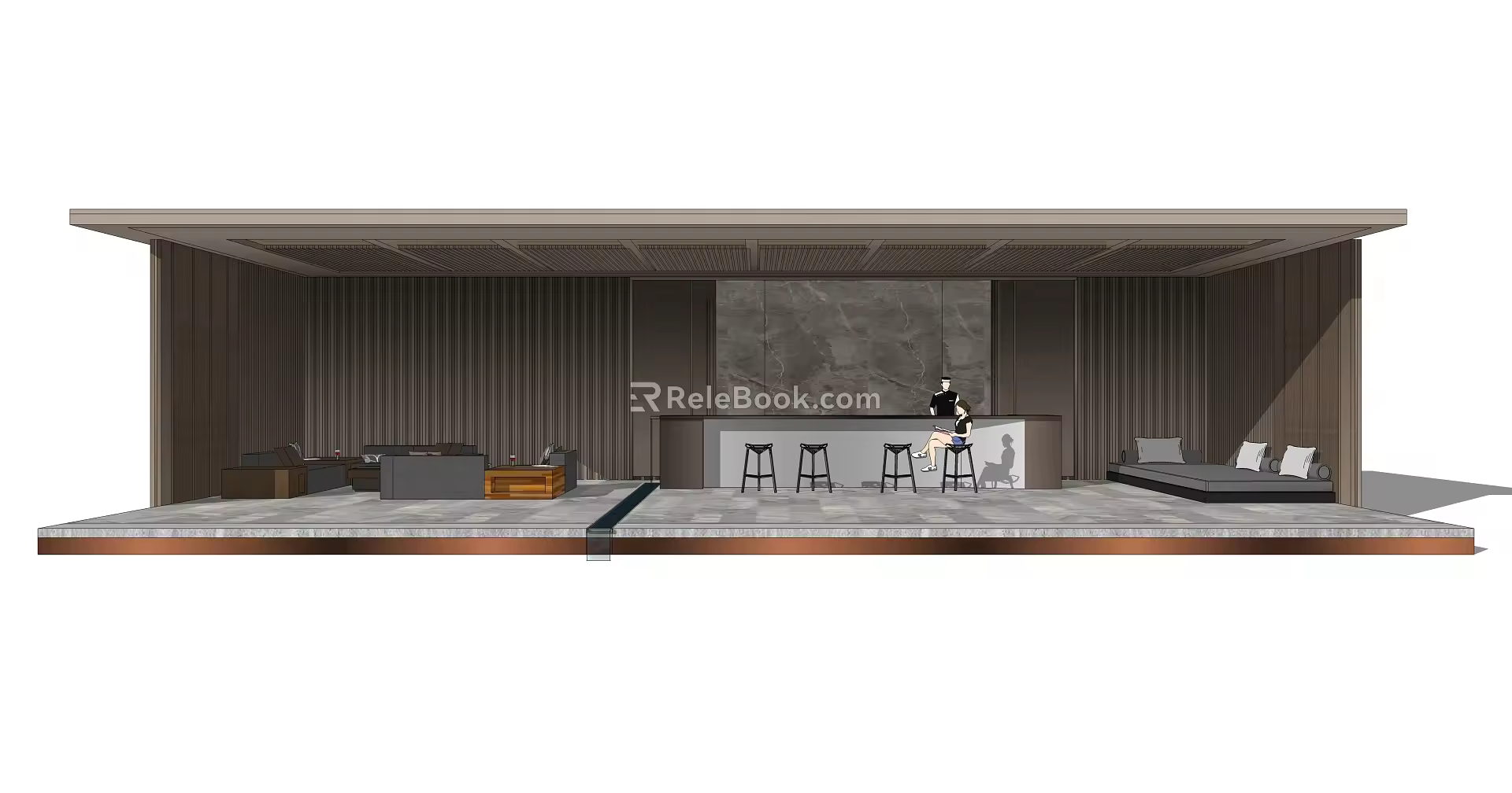 Modern gallery shelf gallery pavilion 3d model
