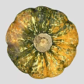 Fresh Round Pumpkin With Green And Yellow Striped Vibrant Texture