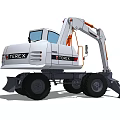 White and Orange Wheel Excavator F215X with Large Bucket for Construction Work