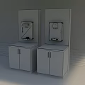 Two Modern Kitchen Appliances With Dark Panels On Wooden Cabinets And Marble Countertops