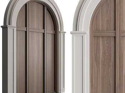 Contrasting Wooden Door Arch Design With White Frame For Interior Spaces 3d model