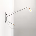 Modern Minimalist Wall Lamp with Adjustable Black Metal Arm and Spiral Bulb