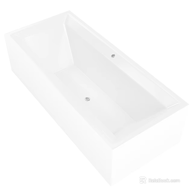 Sleek White Bathroom Combination Bathtub With Modern Rectangular Design And Smooth Surface 3d model 