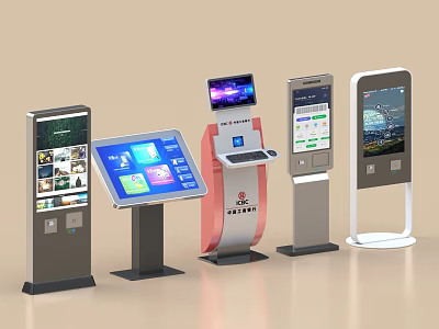 Smart Interactive Kiosks With Digital Screens And Touch Panels For Public Use 3d model
