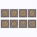 Traditional Garden Ornaments With Square Tiles And Animal Patterns In Yellow Blue