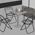 Modern Indoor Table And Chairs Set With Square Top Transparent Seats And Metallic Frame