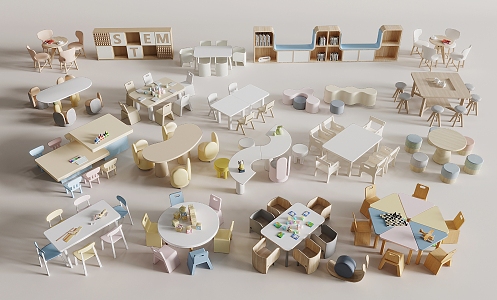 Modern Children's Tables and Chairs 3d model