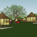 RV Park Garden Landscape With Green Lawns Trees RVs And Pathways