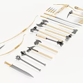 Various Types of Weapons Including Swords Axes Bows Daggers with Metal Blades and Wooden Handles